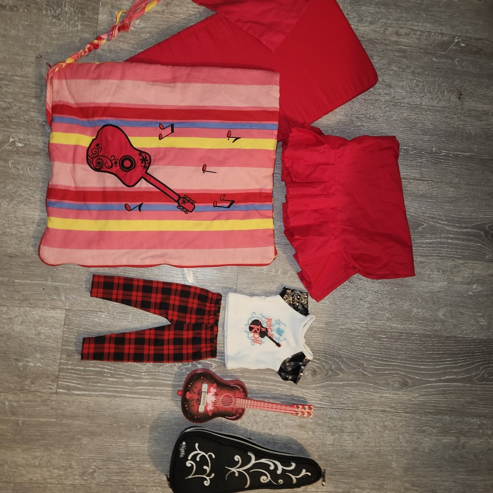 Red and Black Guitar Bedding Set with Pajamas